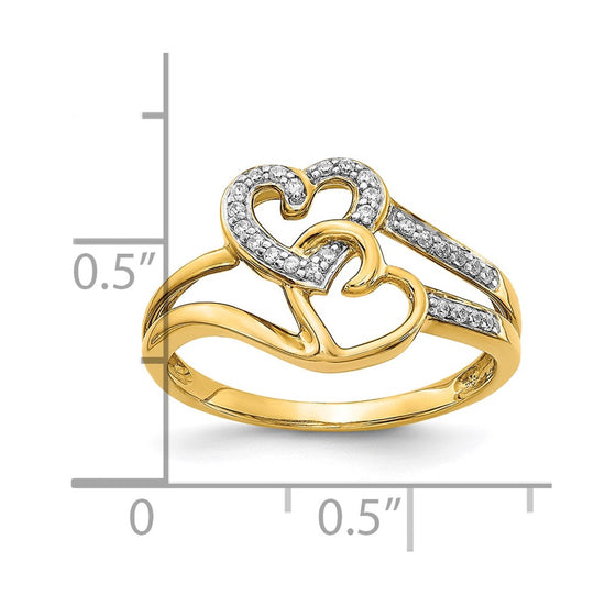 Gold Polished Diamond Heart Rings
