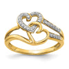 Gold Polished Diamond Heart Rings