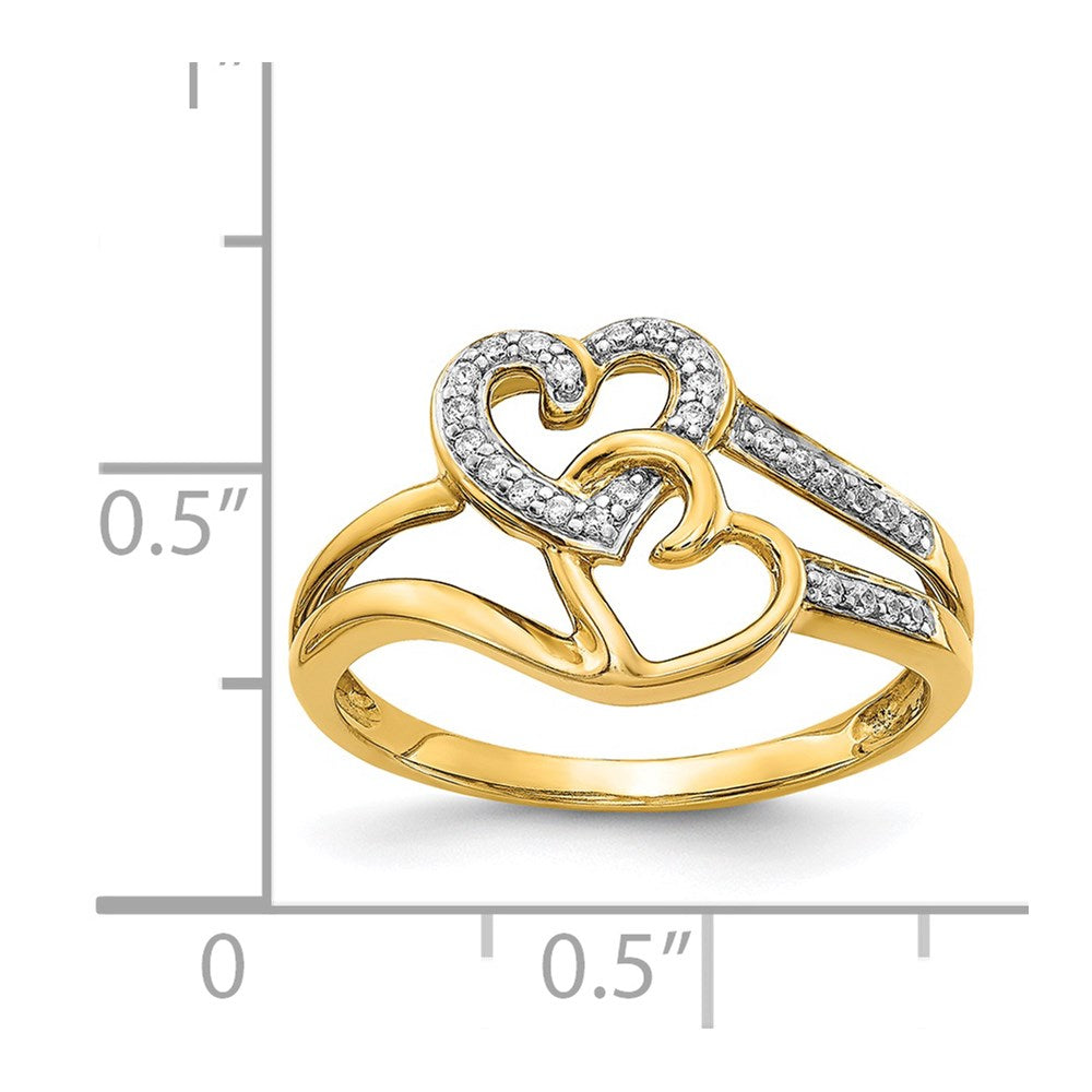 Gold Polished Diamond Heart Rings