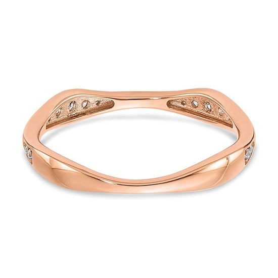 14k Rose Gold 1/8 carat Diamond Contoured Complete Wedding Band