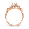 14k Rose Gold Two Hearts (Holds 1/2 carat (6.2x4.7mm) Oval Center) 1/4 carat Diamond Semi-mount Engagement Ring