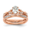 14k Rose Gold Two Hearts (Holds 1/2 carat (6.2x4.7mm) Oval Center) 1/4 carat Diamond Semi-mount Engagement Ring