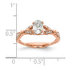 14k Rose Gold Two Hearts (Holds 1/2 carat (6.2x4.7mm) Oval Center) 1/4 carat Diamond Semi-mount Engagement Ring