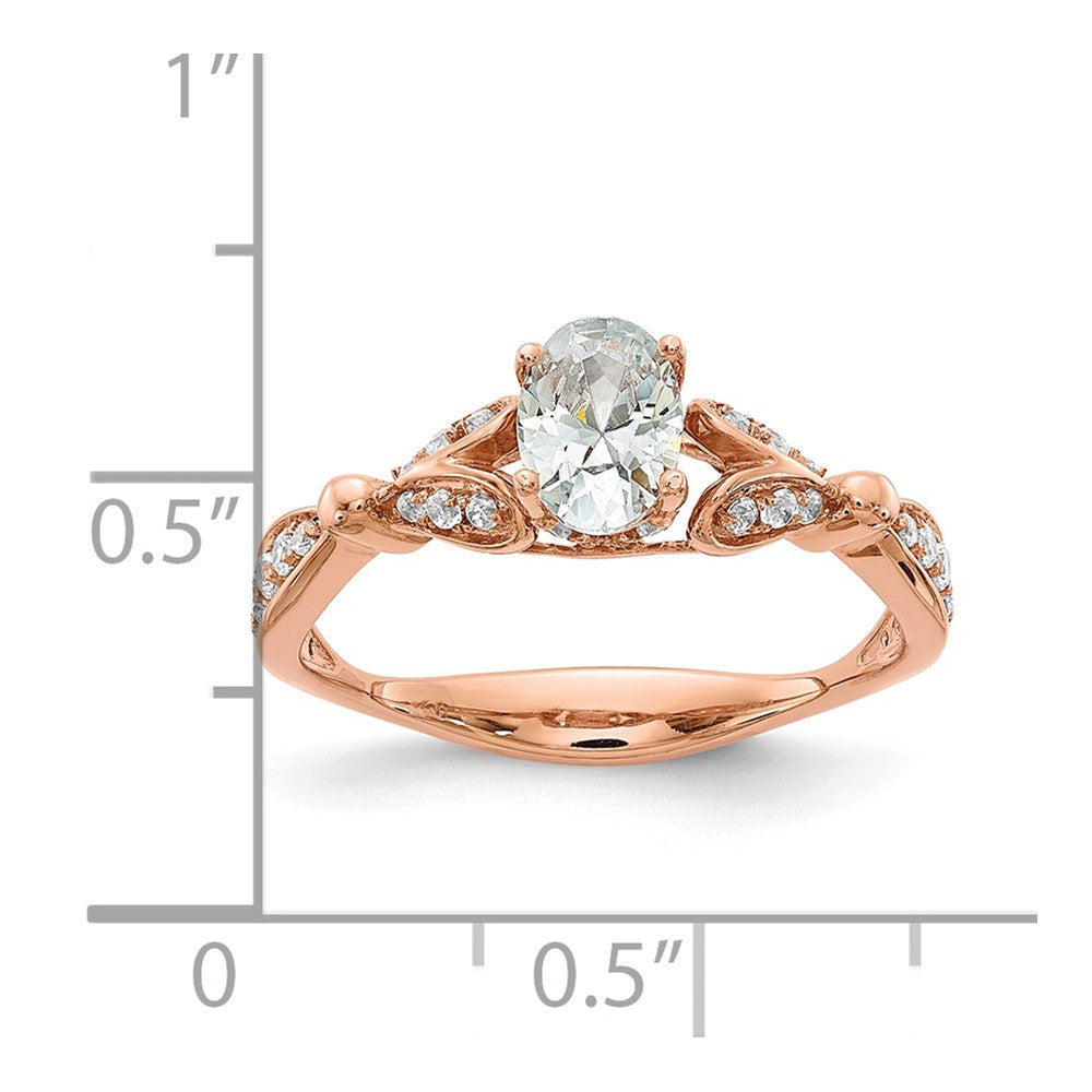 14k Rose Gold Two Hearts (Holds 1/2 carat (6.2x4.7mm) Oval Center) 1/4 carat Diamond Semi-mount Engagement Ring