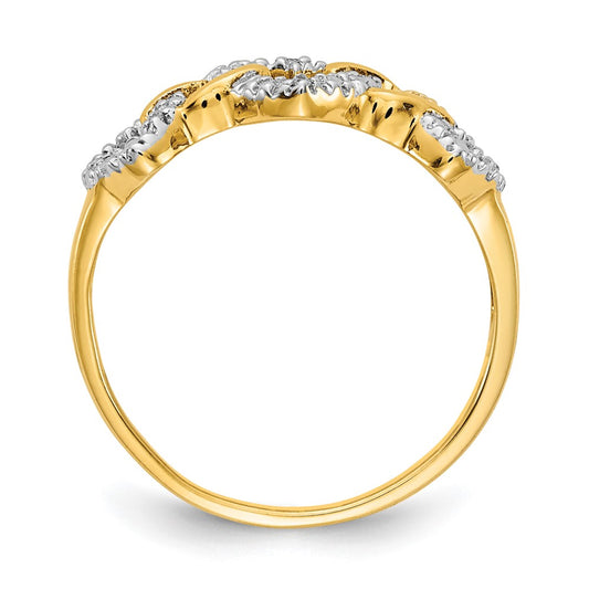 14k Diamond Triple Heart Ring