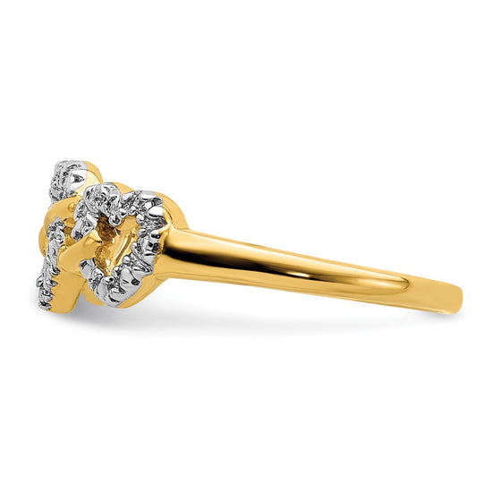 14k Diamond Triple Heart Ring