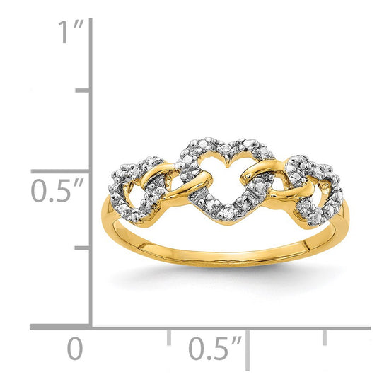 14k Diamond Triple Heart Ring