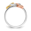 14k Tri-color 1/15 carat Diamond Triple Heart Ring