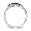 10K White Gold Black and White Diamond Infinity and Heart Ring