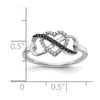 10K White Gold Black and White Diamond Infinity and Heart Ring