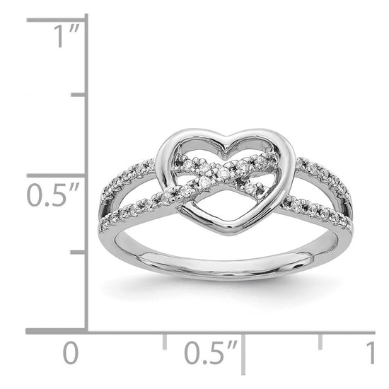 14k White Gold 1/8 carat Diamond Heart Ring