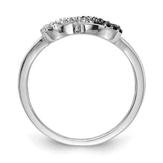 14k White Gold 1/6 carat Black and White Diamond Infinity Heart Ring