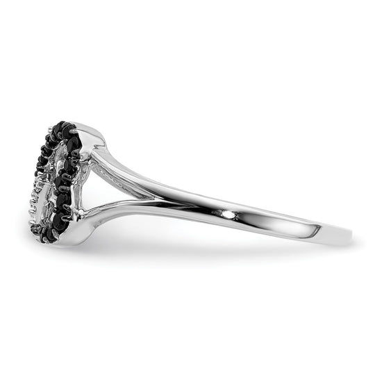 14k White Gold 1/6 carat Black and White Diamond Infinity Heart Ring