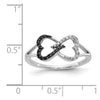 14k White Gold 1/6 carat Black and White Diamond Infinity Heart Ring