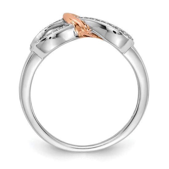 14k Two-tone 1/10 carat Diamond Infinity with Heart Ring