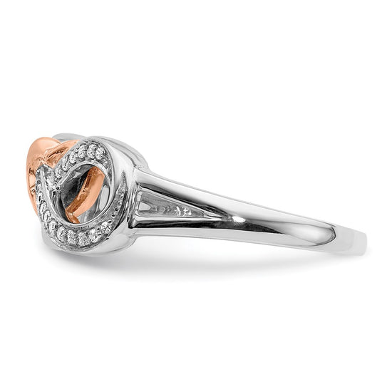 14k Two-tone 1/10 carat Diamond Infinity with Heart Ring