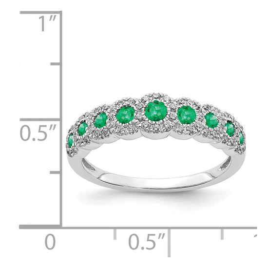 14k White Gold Diamond and Gemstone Polished Ring