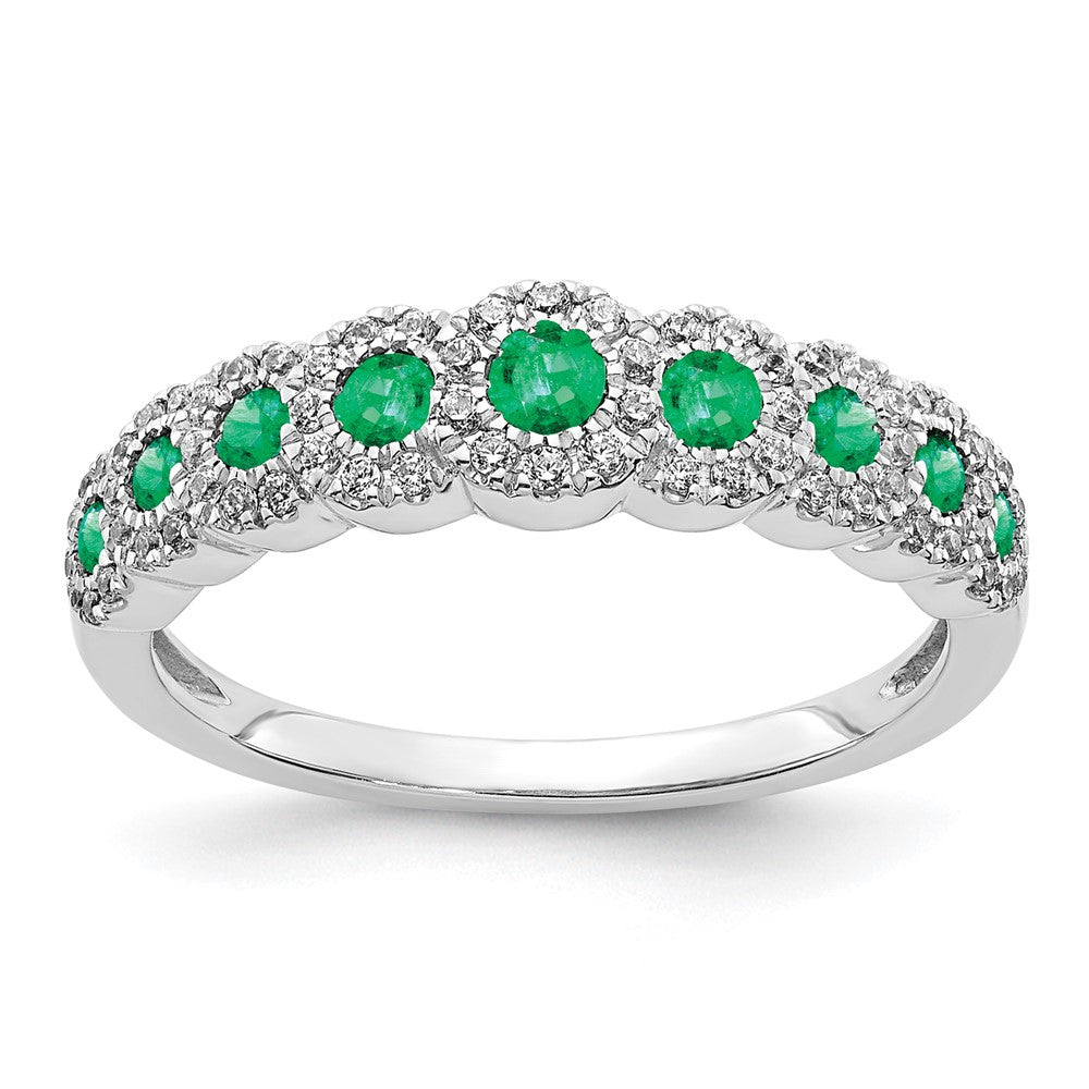 14k White Gold Diamond and Gemstone Polished Ring
