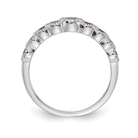 14k White Gold Diamond and Gemstone Polished Ring