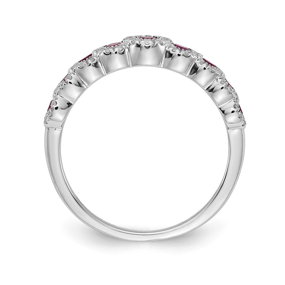 14k White Gold Diamond and Gemstone Polished Ring
