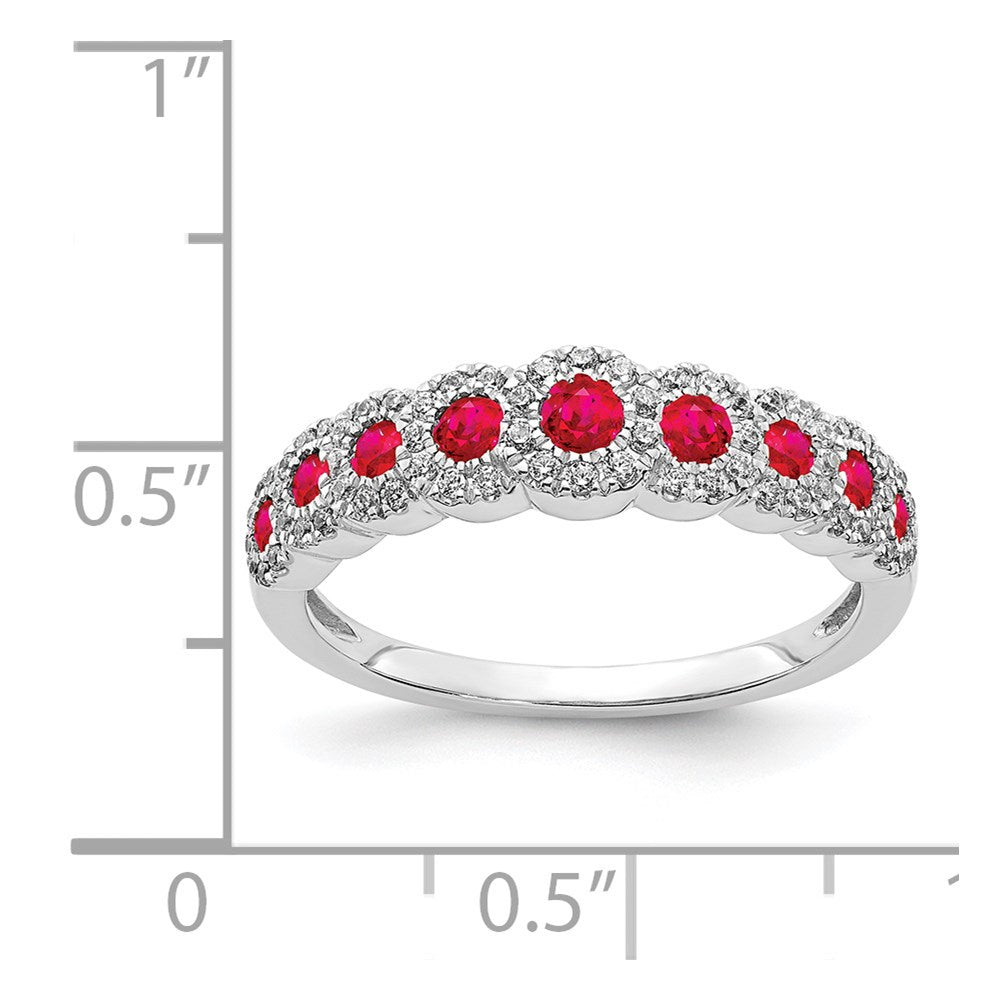 14k White Gold Diamond and Gemstone Polished Ring