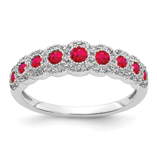 14k White Gold Diamond and Gemstone Polished Ring