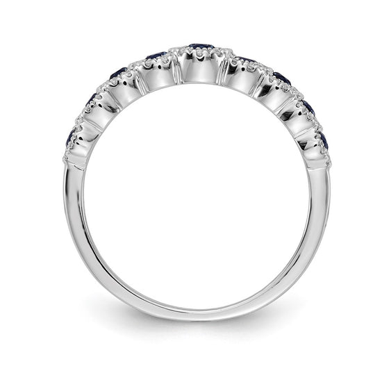 14k White Gold Diamond and Gemstone Polished Ring