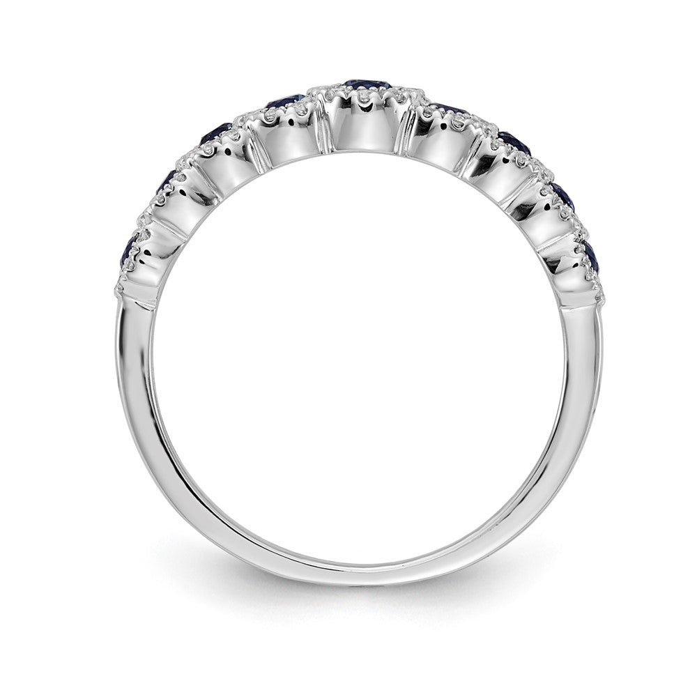 14k White Gold Diamond and Gemstone Polished Ring