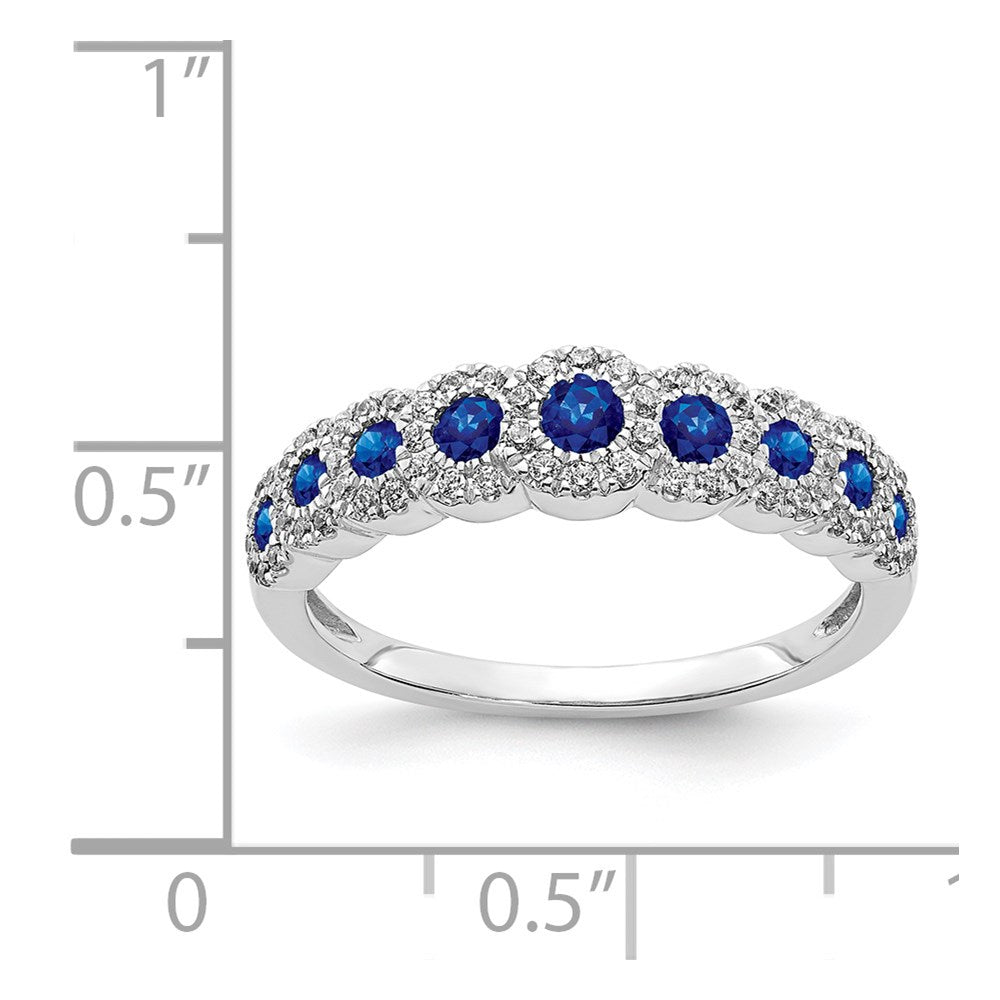 14k White Gold Diamond and Gemstone Polished Ring