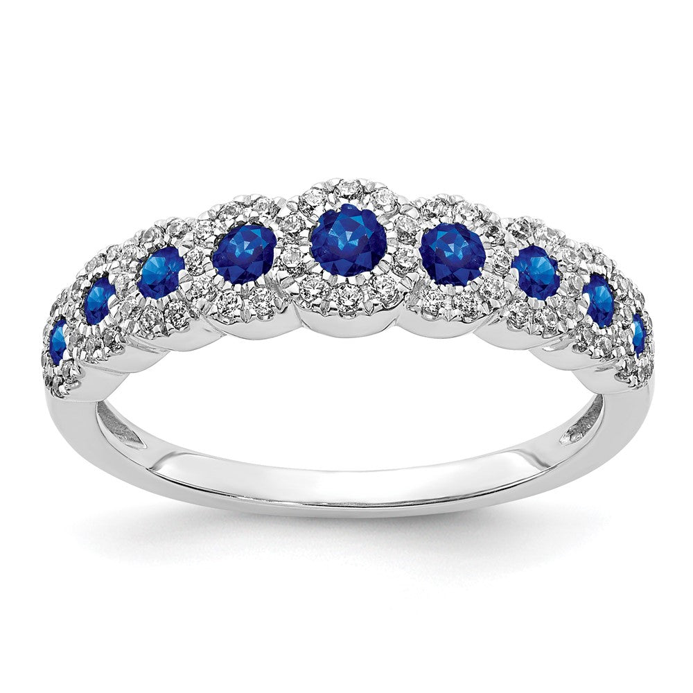 14k White Gold Diamond and Gemstone Polished Ring