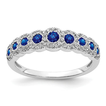 14k White Gold Diamond and Gemstone Polished Ring
