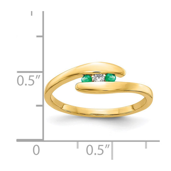 14k Gemstone and Diamond 3-stone Ring