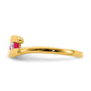 14k Gemstone and Diamond 3-stone Ring