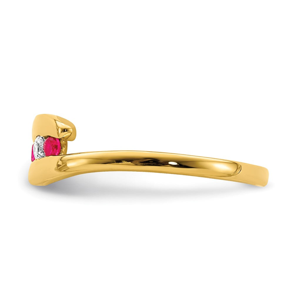 14k Gemstone and Diamond 3-stone Ring