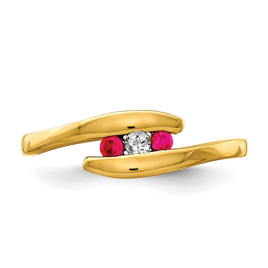 14k Gemstone and Diamond 3-stone Ring