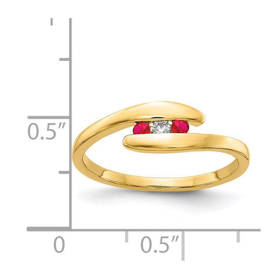 14k Gemstone and Diamond 3-stone Ring