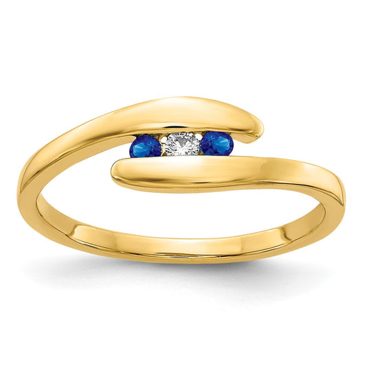 14k Gemstone and Diamond 3-stone Ring