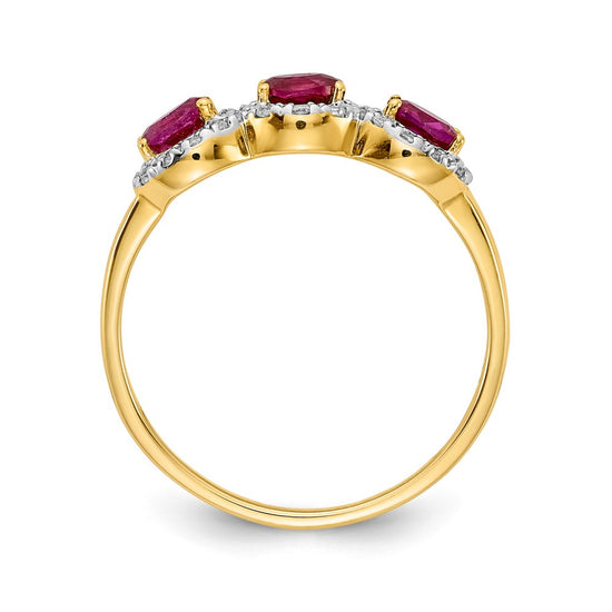 Gemstone and Diamond 3-Stone Ring