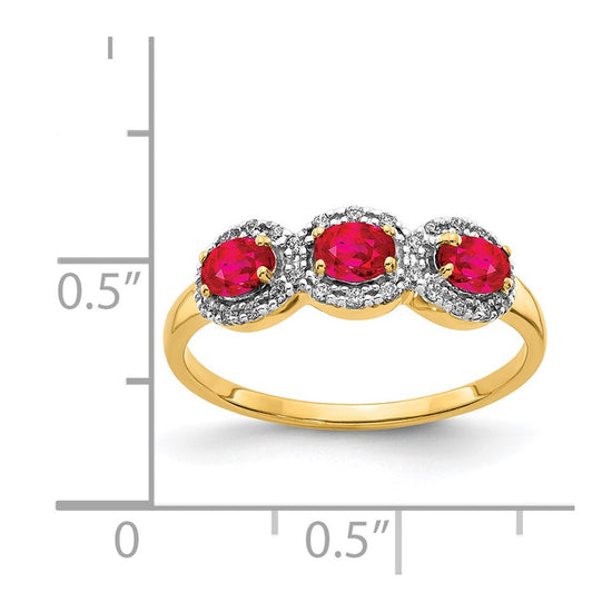 Gemstone and Diamond 3-Stone Ring