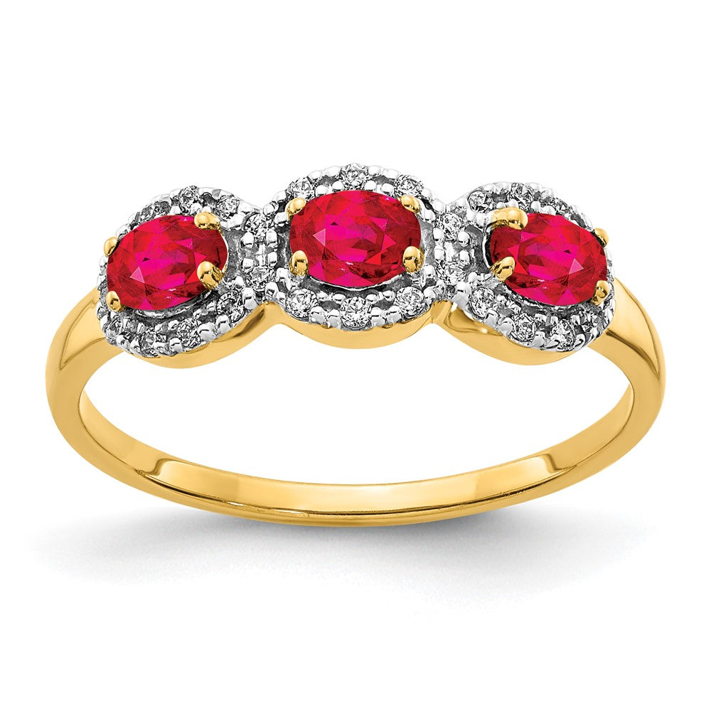 Gemstone and Diamond 3-Stone Ring