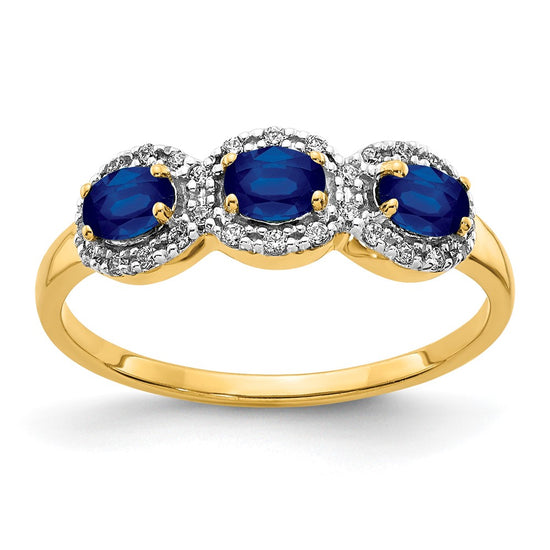 Gemstone and Diamond 3-Stone Ring