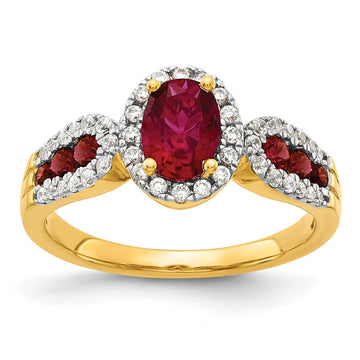Diamond and Oval Gemstone Ring