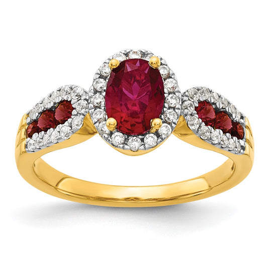 Diamond and Oval Gemstone Ring