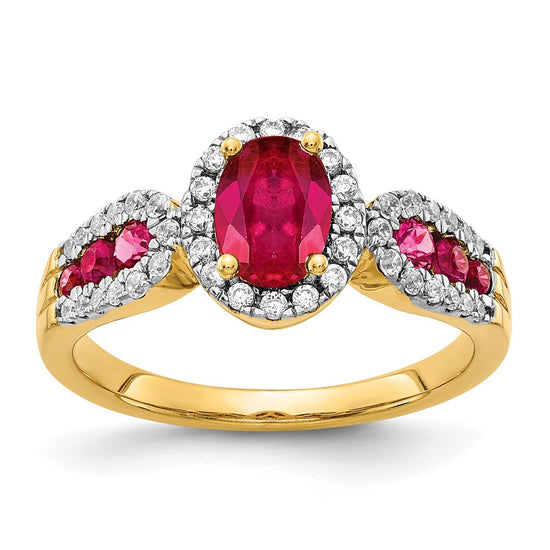 Diamond and Oval Gemstone Ring