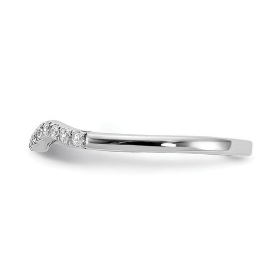 14k White Gold 1/8 carat Diamond Contoured Complete Wedding Band