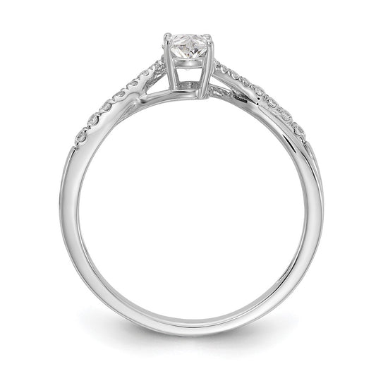 14k White Gold By-Pass (Holds 3/8 carat (5.8x3.8mm) Oval Center) 1/10 carat Diamond Semi-mount Engagement Ring