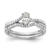 14k White Gold By-Pass (Holds 3/8 carat (5.8x3.8mm) Oval Center) 1/10 carat Diamond Semi-mount Engagement Ring