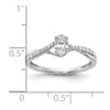 14k White Gold By-Pass (Holds 3/8 carat (5.8x3.8mm) Oval Center) 1/10 carat Diamond Semi-mount Engagement Ring