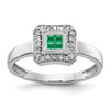 14k White Gold Square Design Gemstone and Diamond Ring