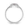 14k White Gold Square Design Gemstone and Diamond Ring